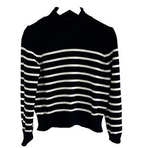 J. Crew Navy & White Roll Neck Sweater size Medium in Excellent Condition.